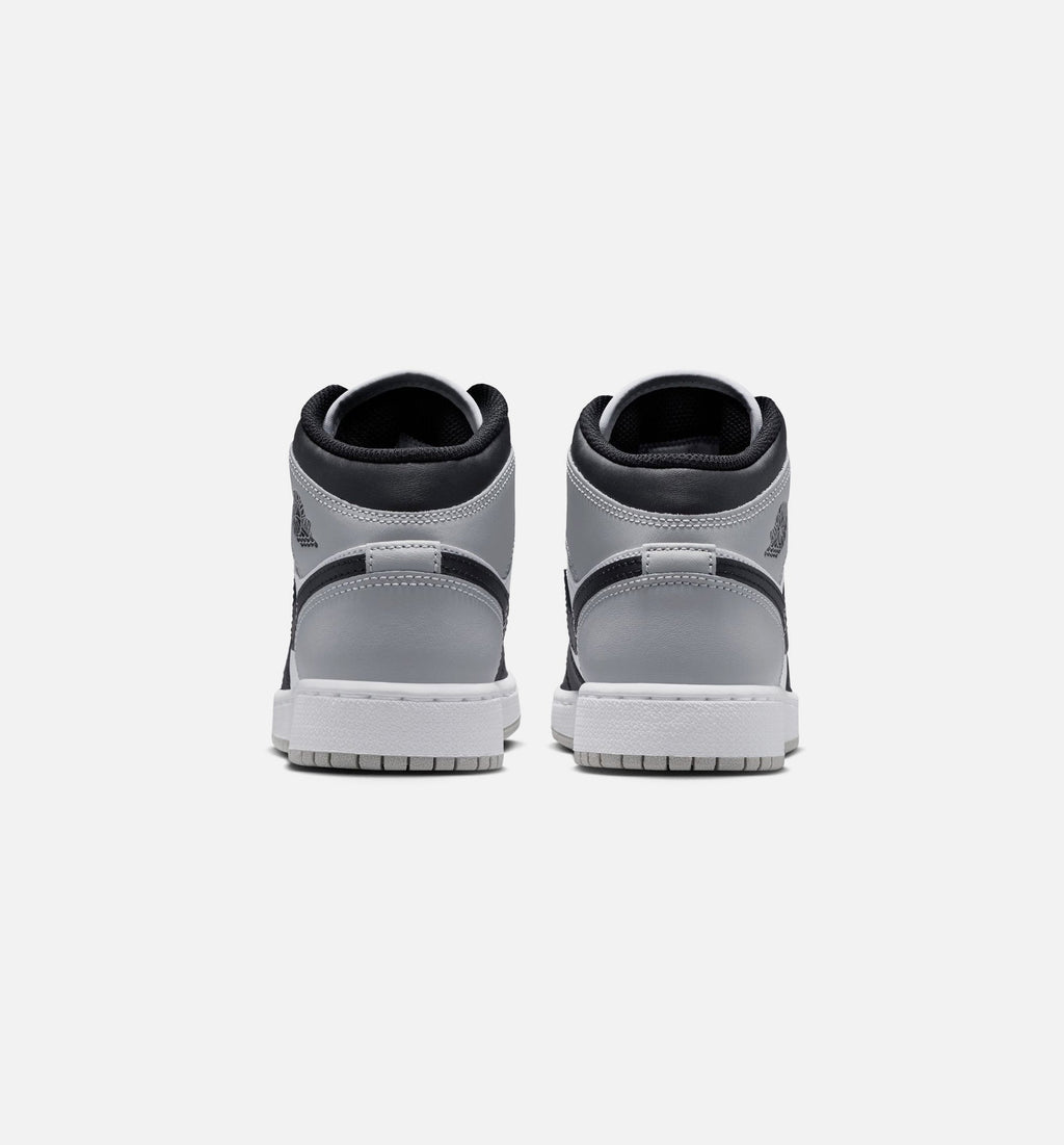 Air Jordan 1 Mid Youth Lifestyle Sneakers - White/Light Smoke Grey/Black