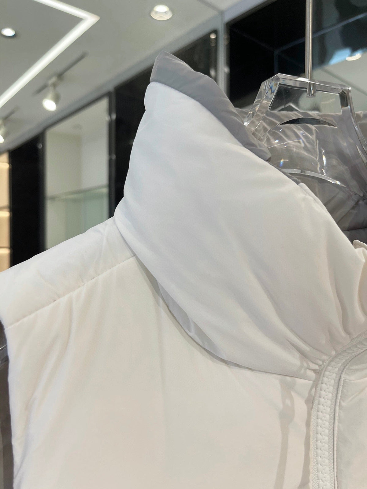 Canada Goose Puffer Vest in White with Stand Collar and Tonal Logo