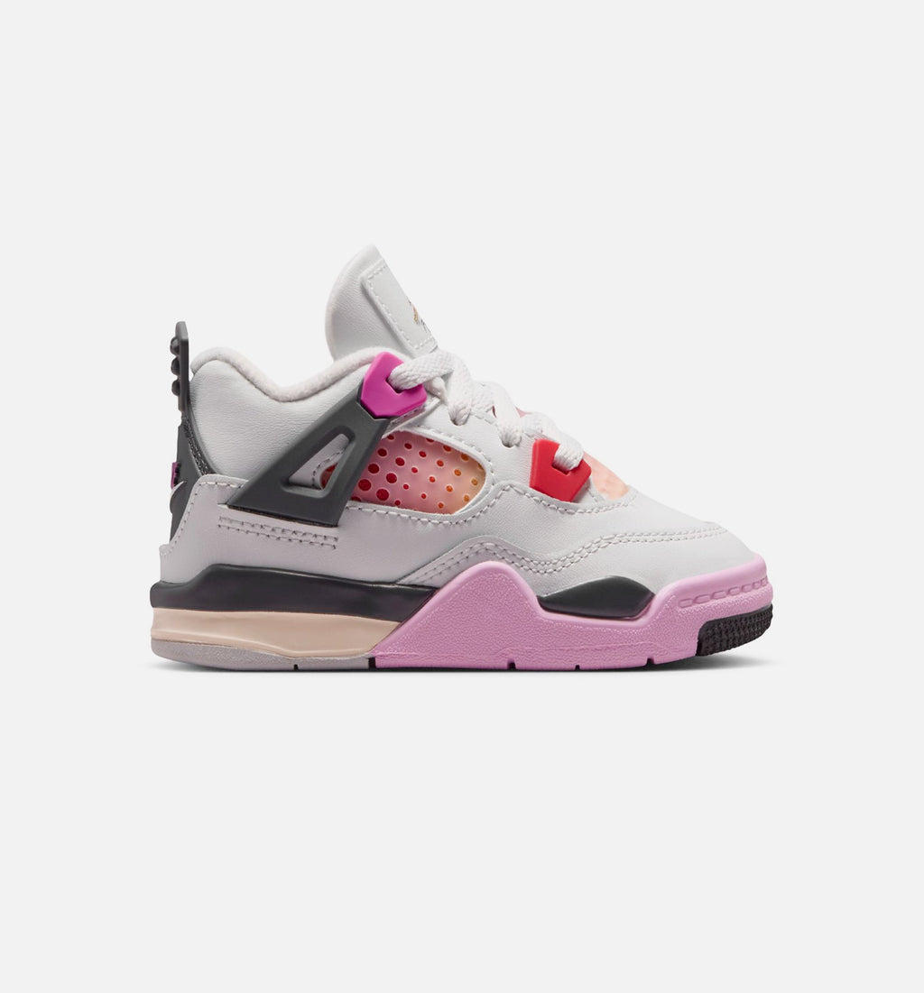 Air Jordan 4 Retro Comic Infant Toddler Lifestyle Shoe - Off White/Fire Pink/Anthracite