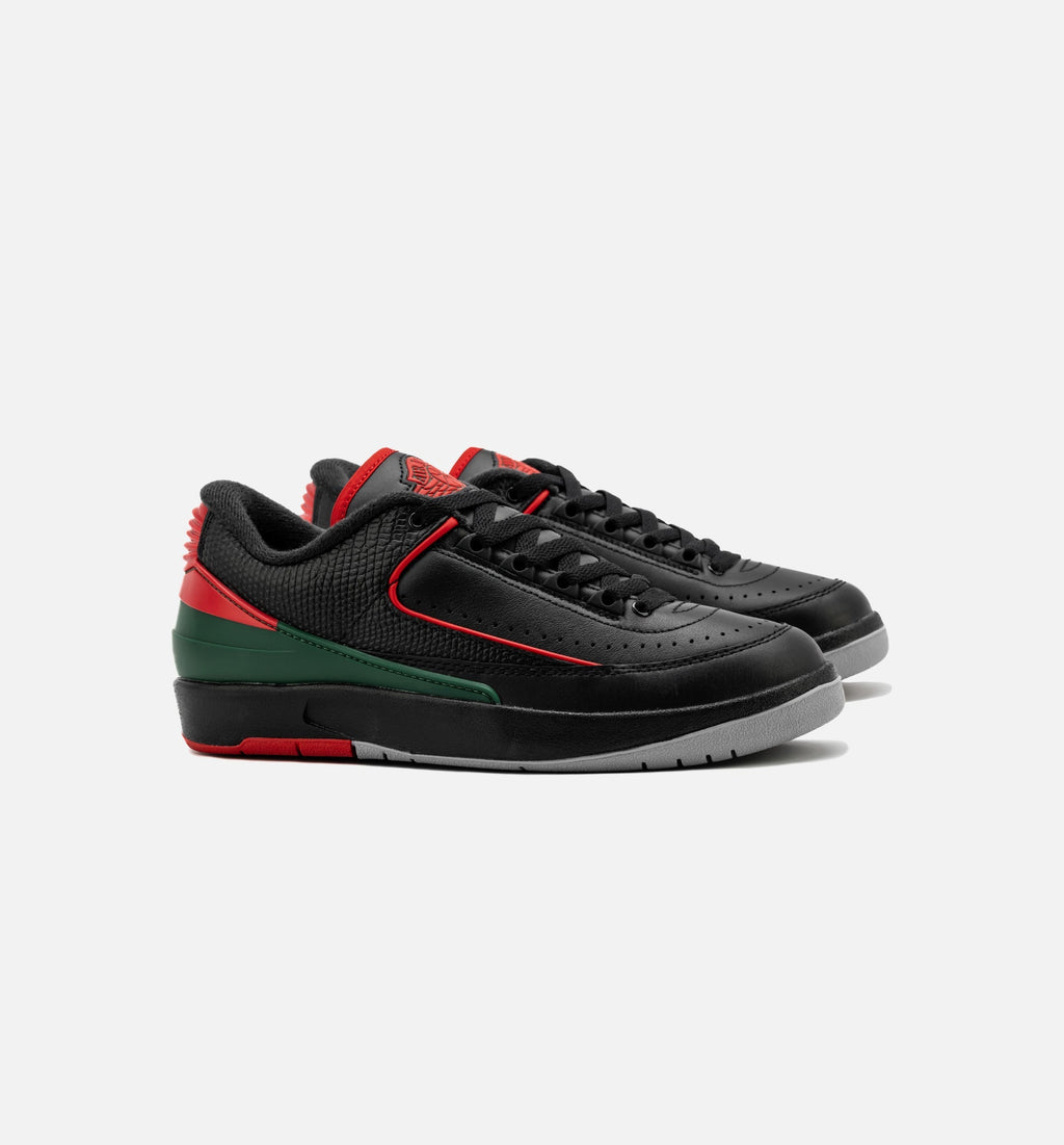 Air Jordan 2 Retro Low 'Christmas' Grade School - Black/Fire Red/Cement Grey