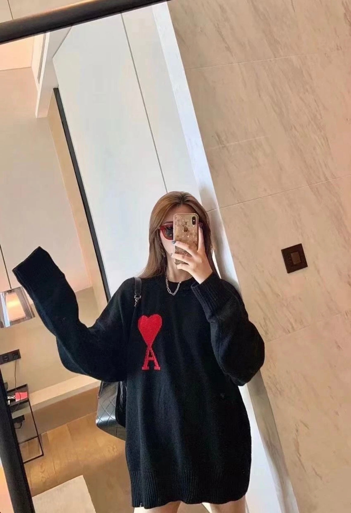 AMI Paris Heart Letter Knitted Sweater
