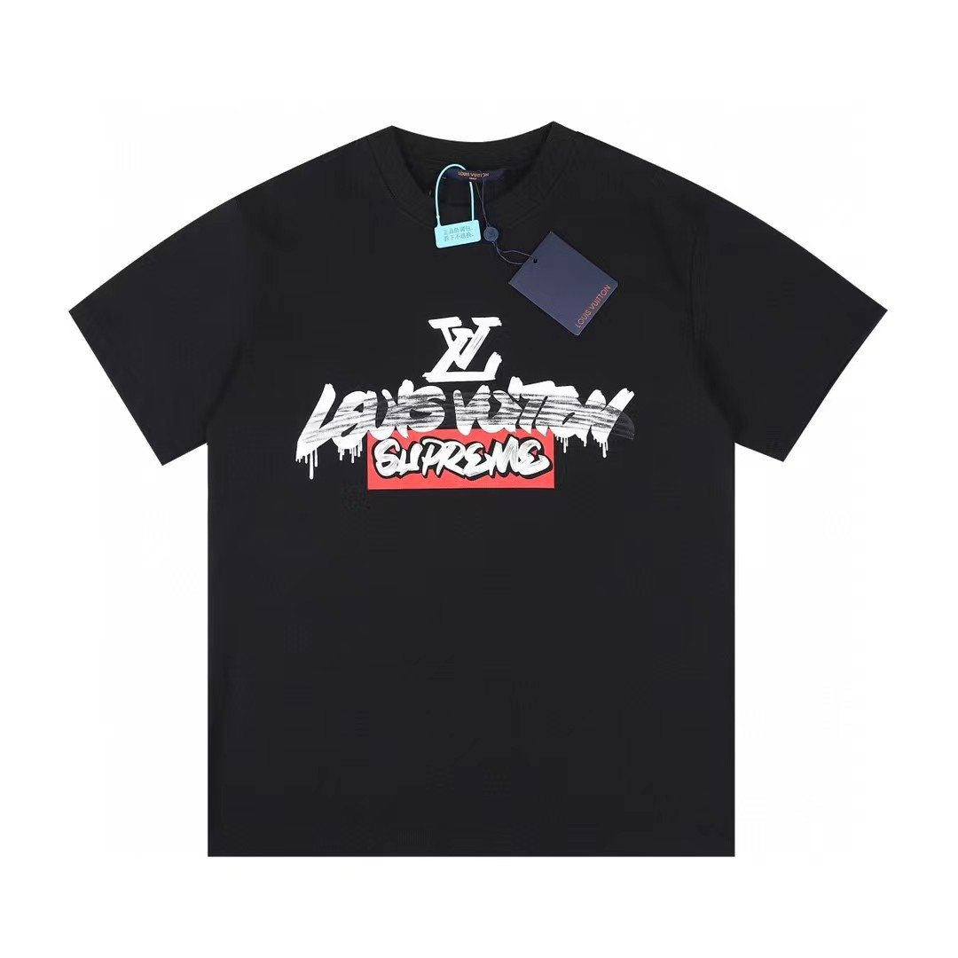 Supreme LV-Style Graffiti Graphic Short-Sleeve T-Shirt
