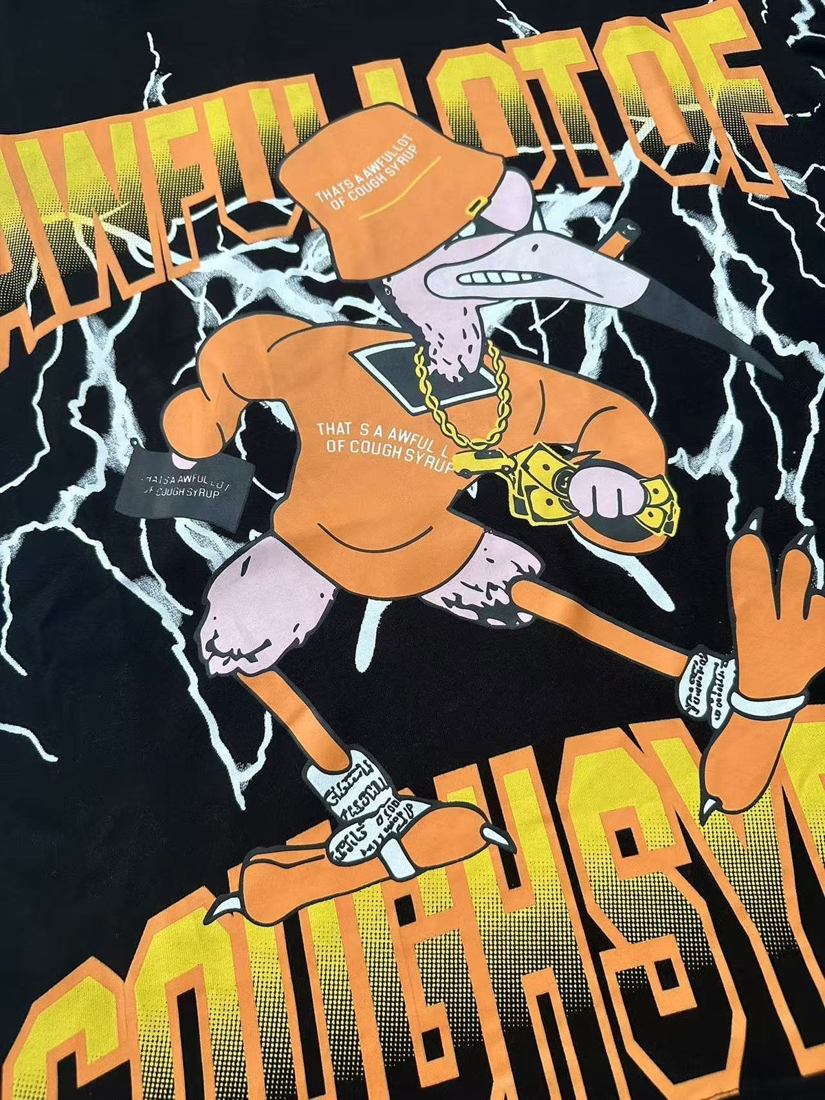 THAT'S A AWFUL LOT OF COUGH SYRUP Lightning Cartoon Graphic T-Shirt