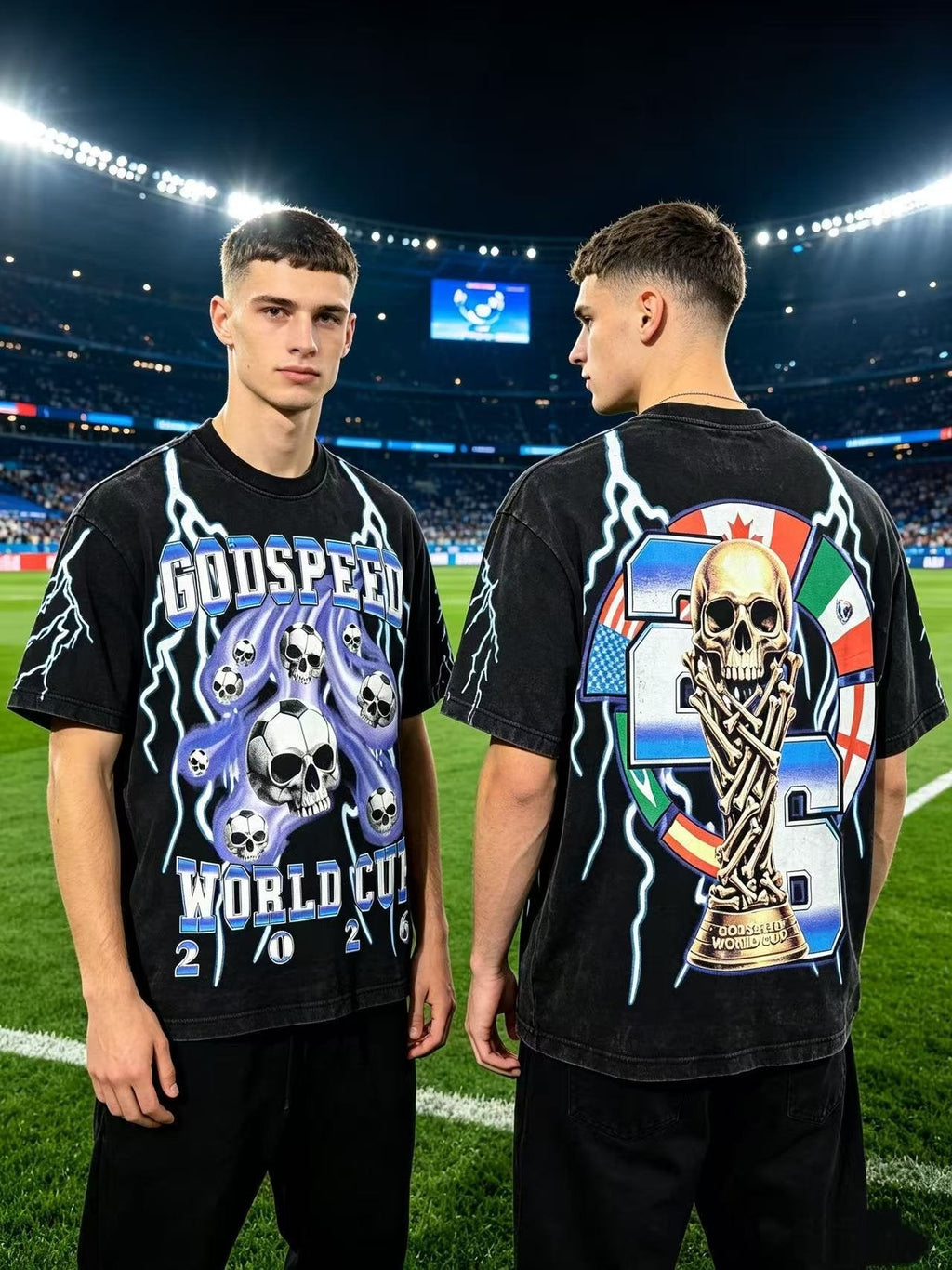 Godspeed World Cup 2026 Skull Soccer Graphic T-Shirt