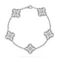 Van Cleef & Arpels CLOVER 5 MOTIFS SILVER DIAMOND BRACELET