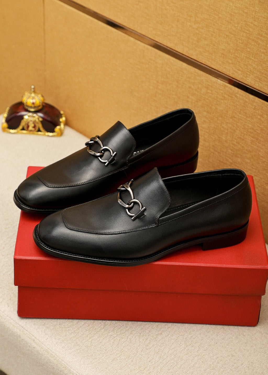 Ferragamo Black Leather Bit Loafers - Metal Bit Hardware