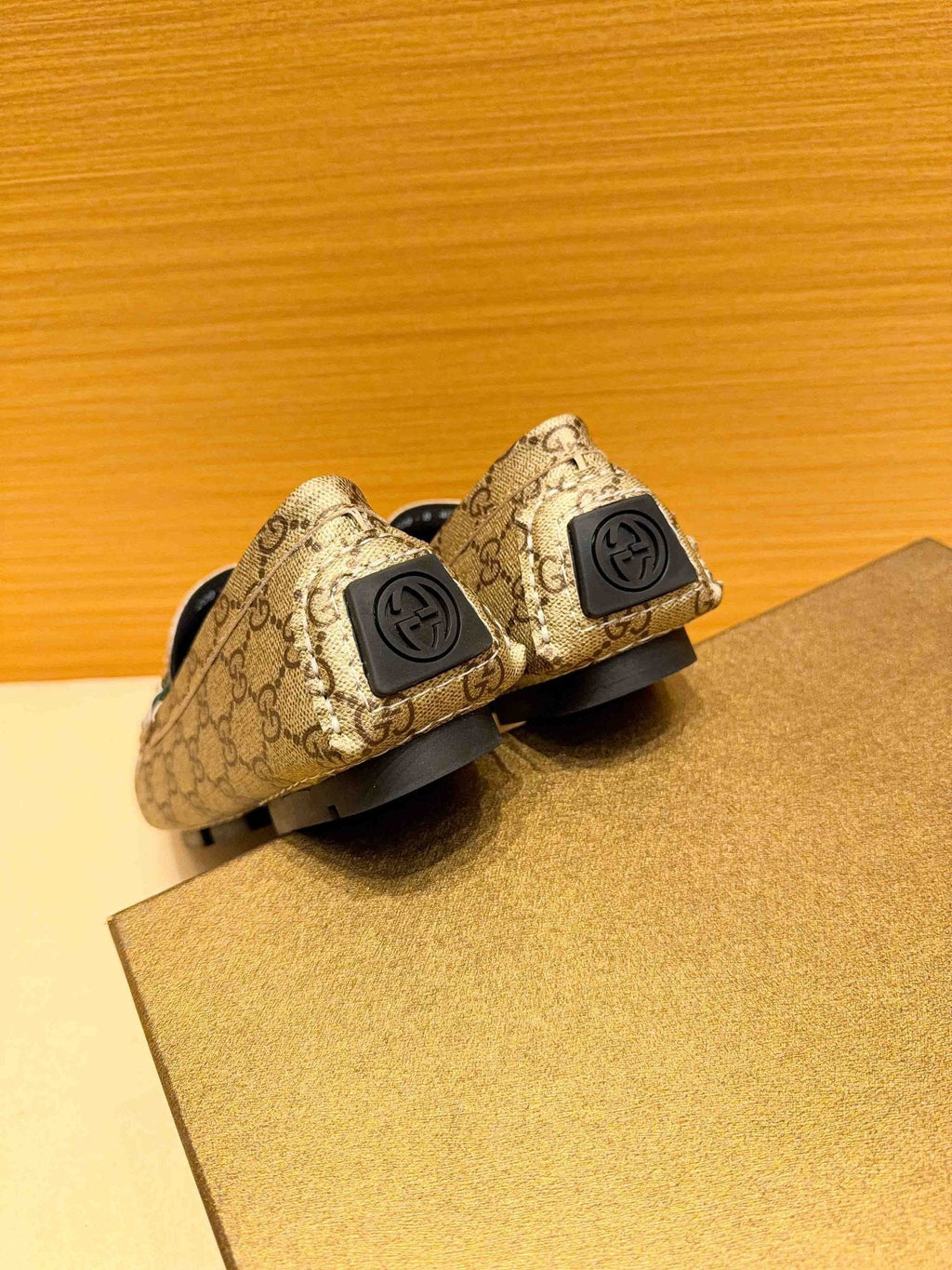 Gucci Beige Tan Monogram Horsebit Loafers