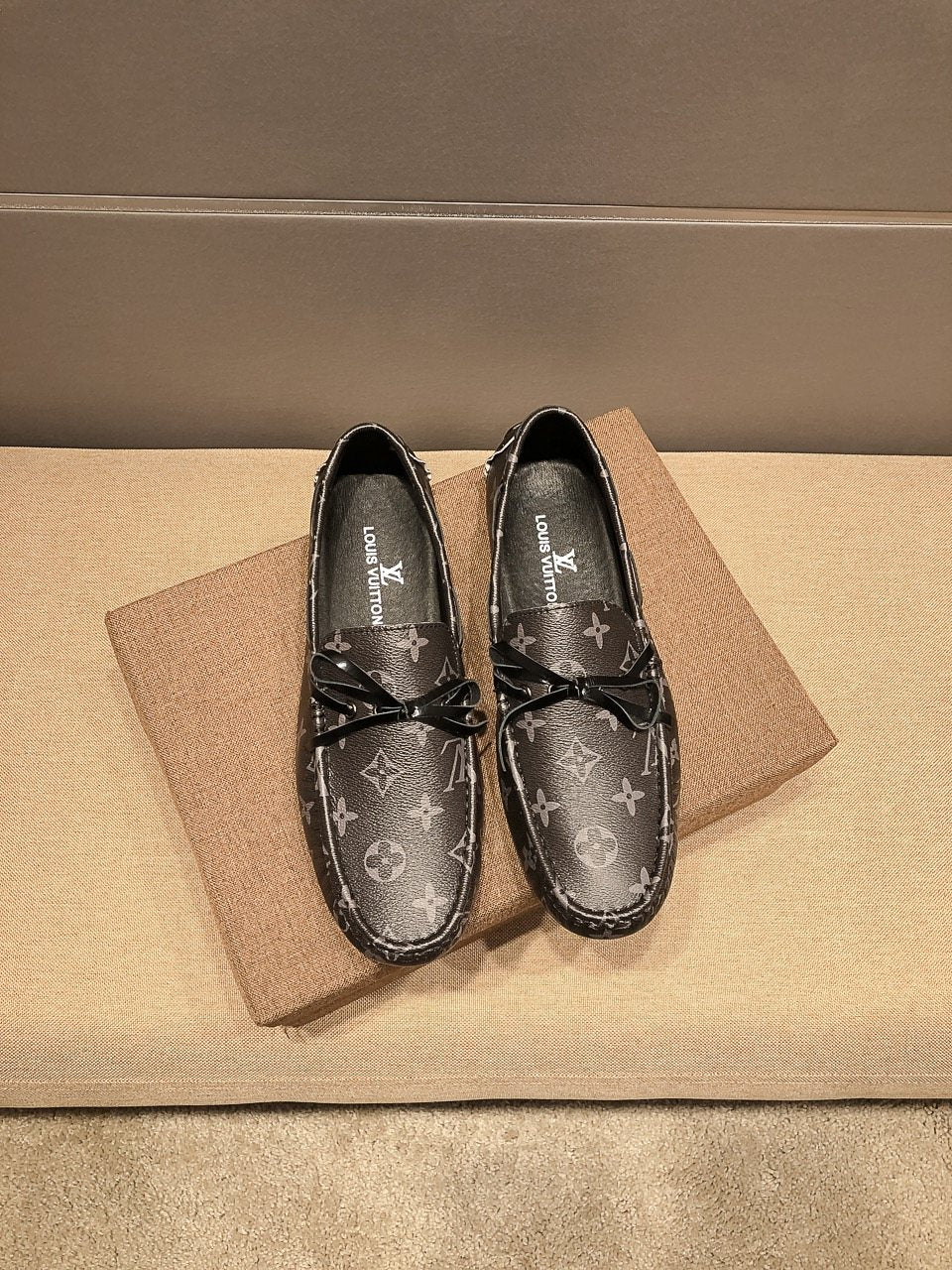 Louis Vuitton Dark Gray Monogram Bow Loafers