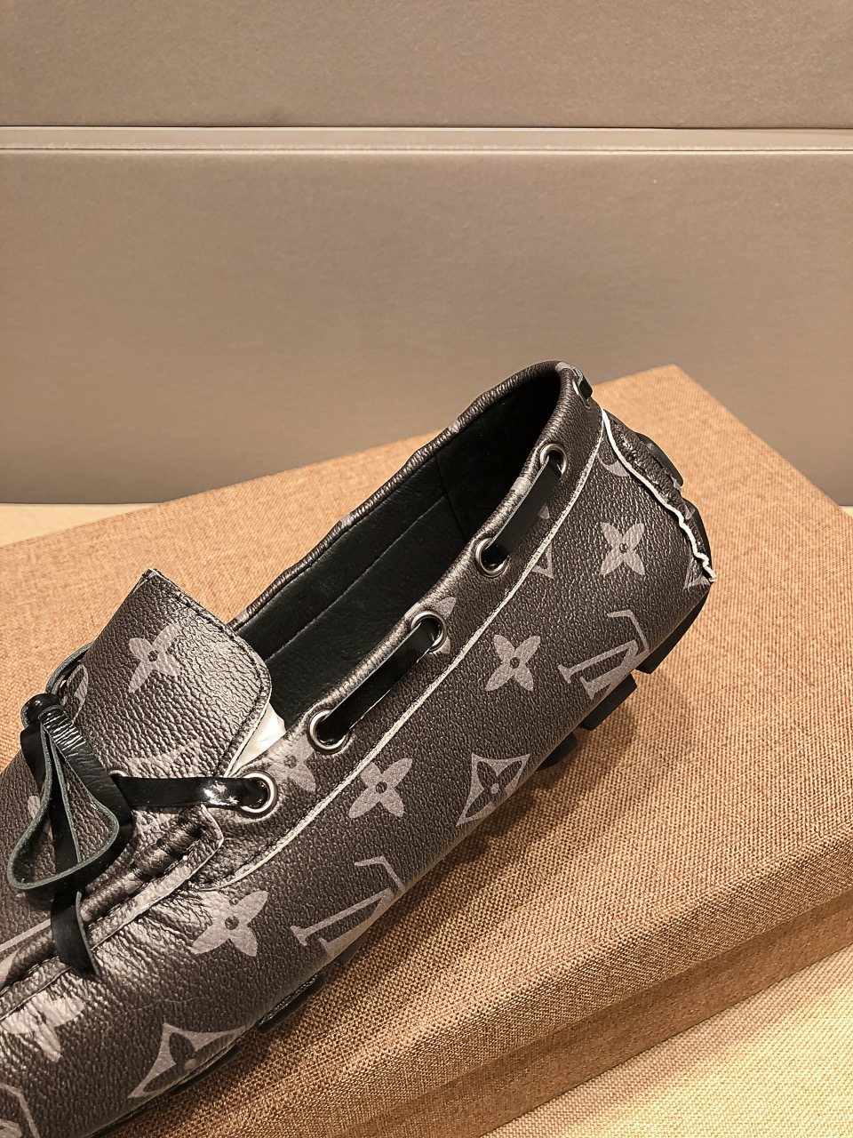 Louis Vuitton Dark Gray Monogram Bow Loafers
