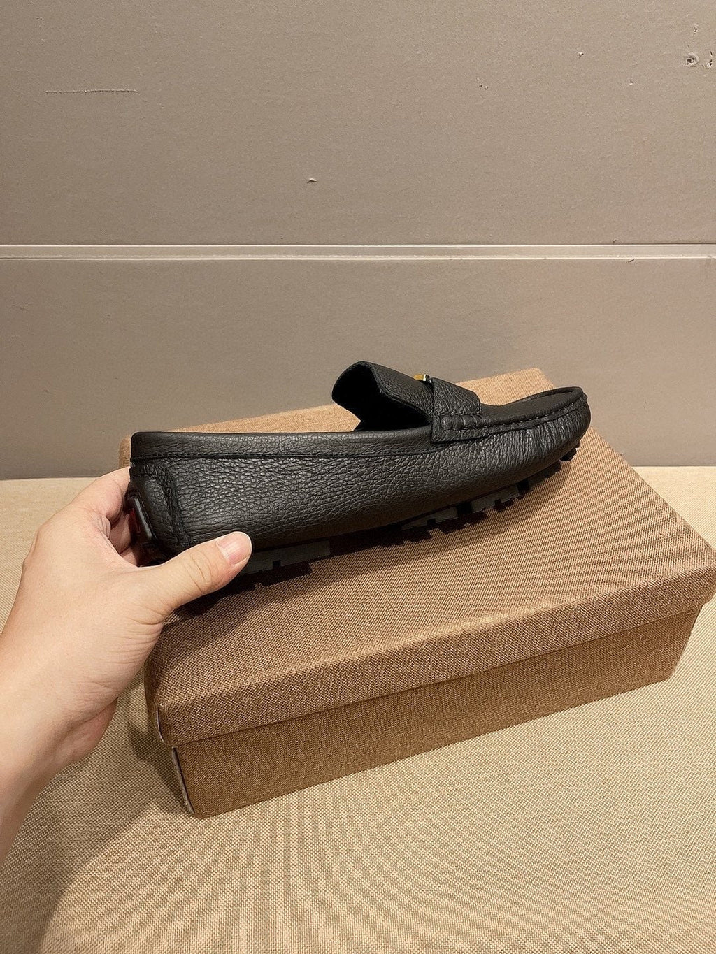 Louis Vuitton Black Gold-Tone Buckle Loafers