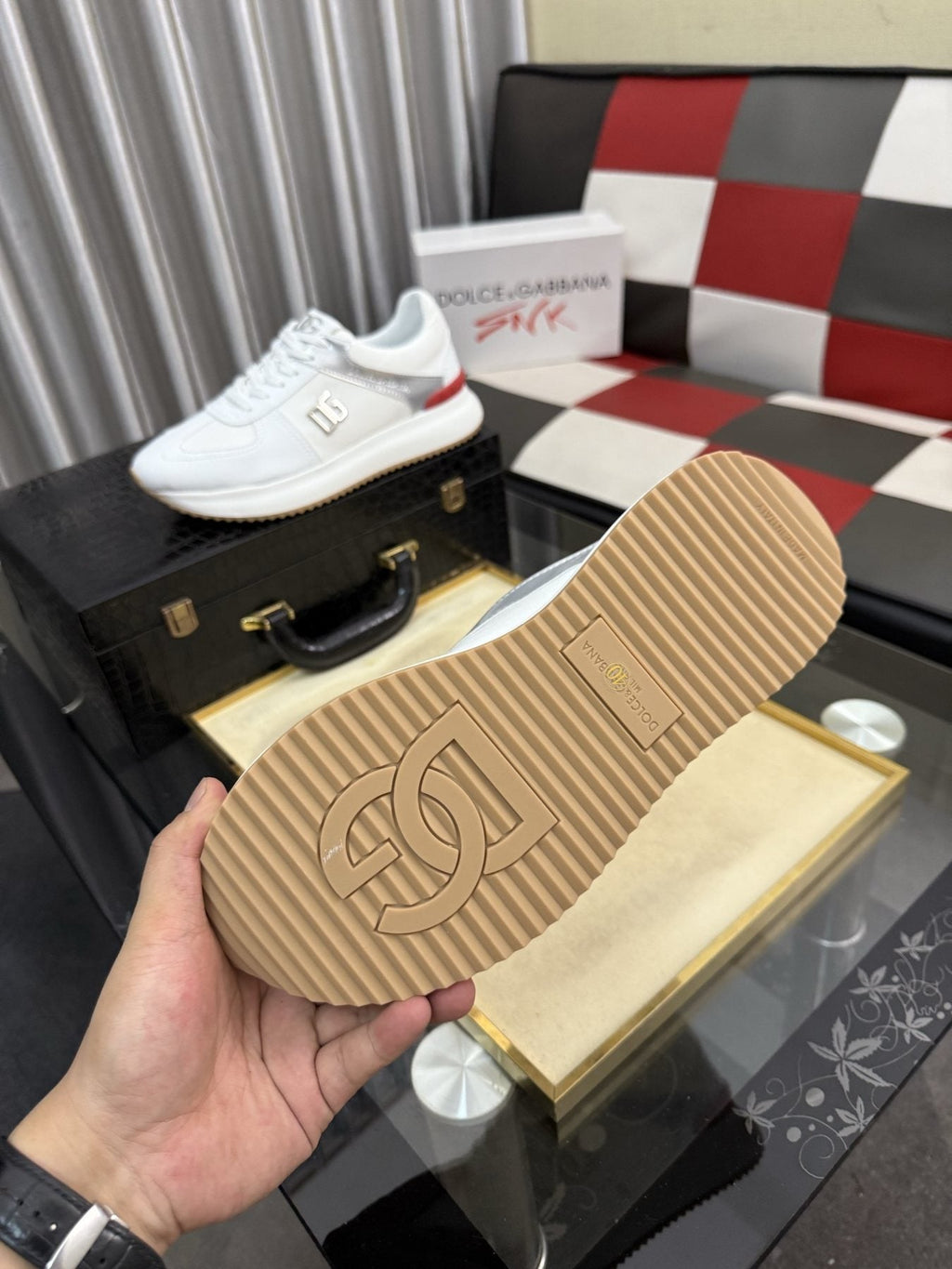 Dolce & Gabbana White Accent Low-Top Sneakers
