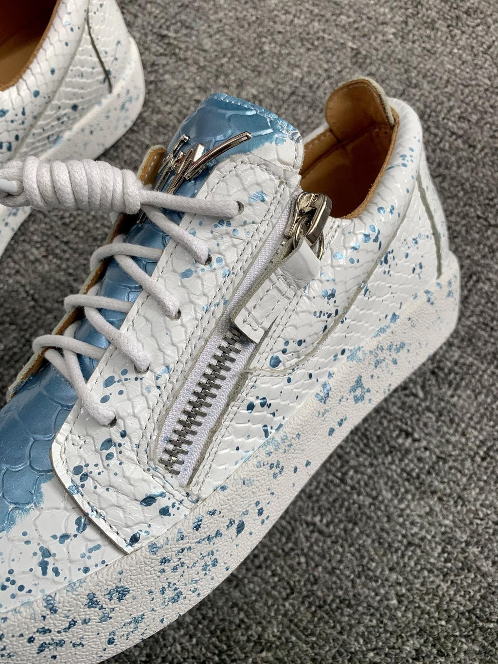 Giuseppe Zanotti Blue Speckle Low-Top Sneakers