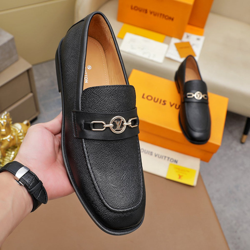 Louis Vuitton Black Metal-Link Loafers