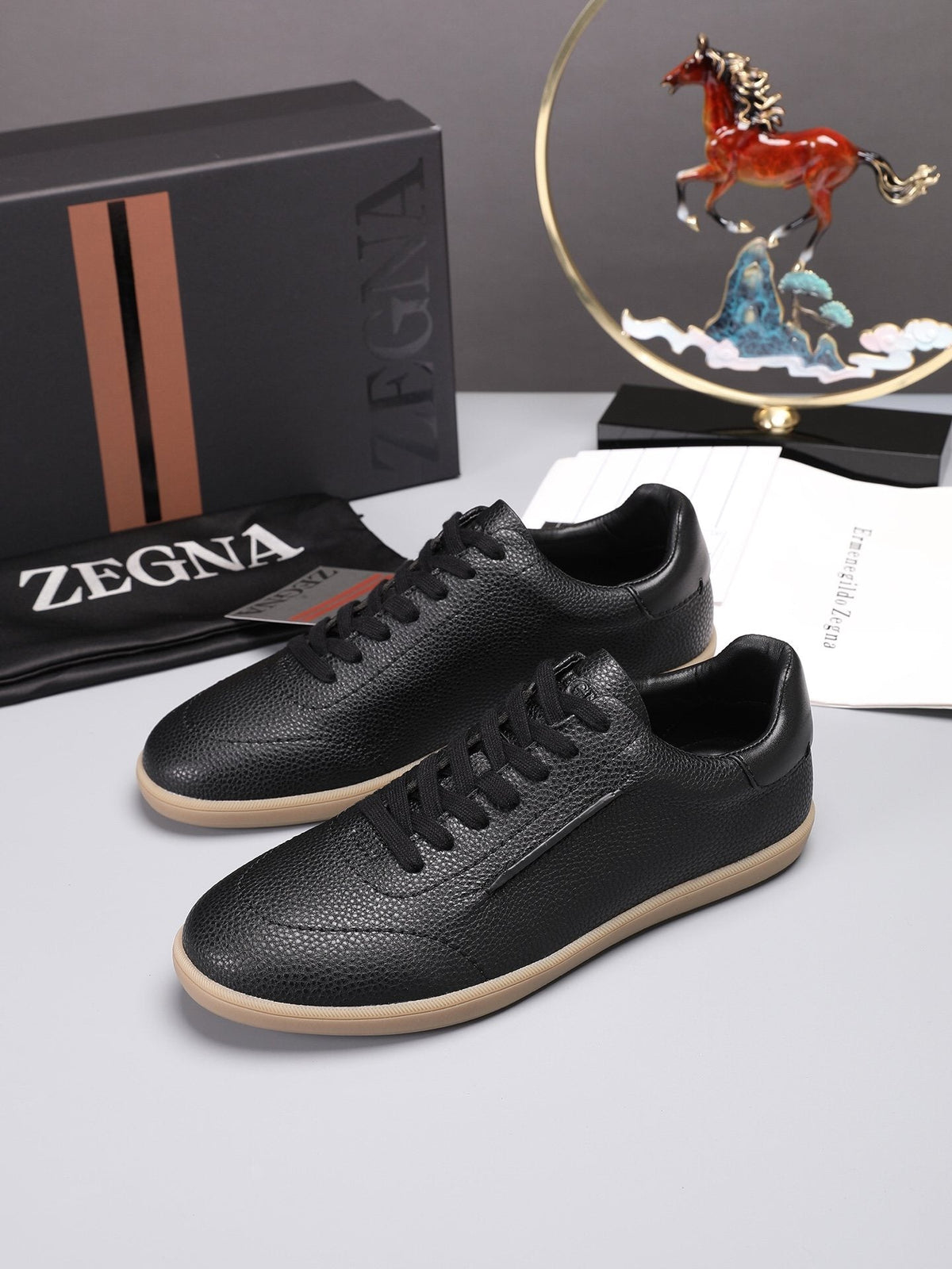 ZEGNA Textured Leather Low-Top Sneakers