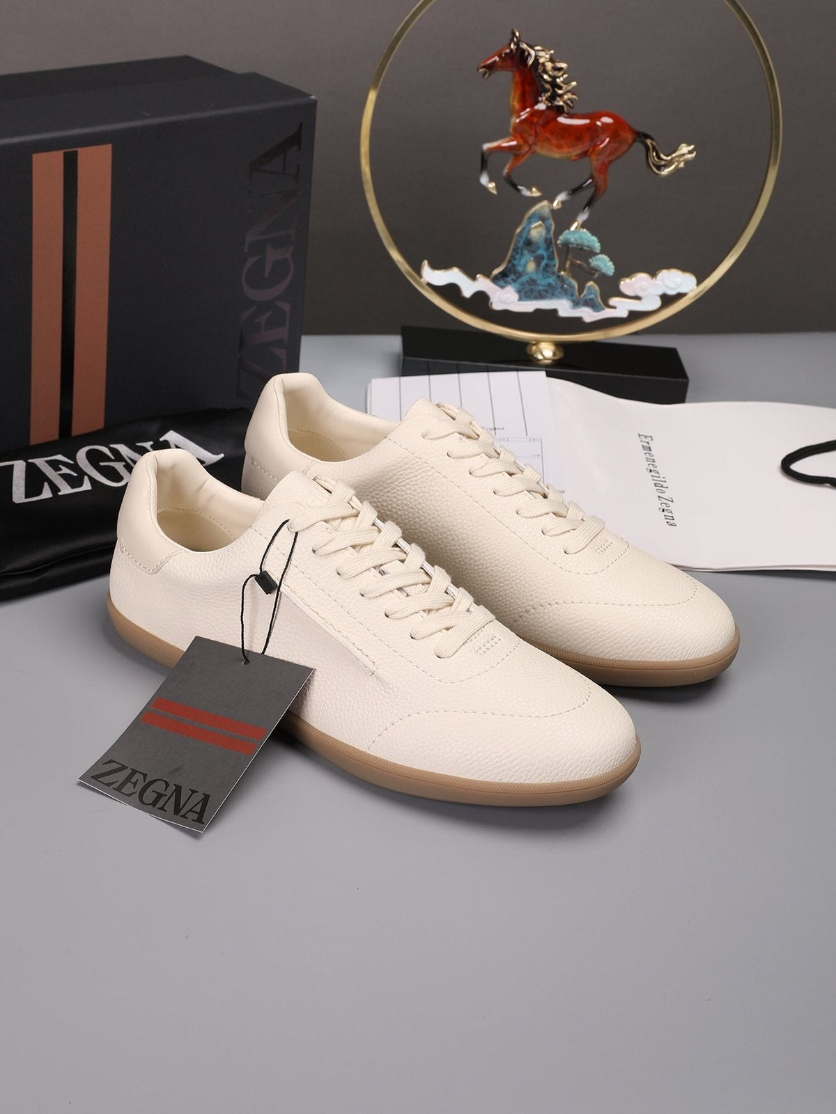 ZEGNA Textured Leather Low-Top Sneakers