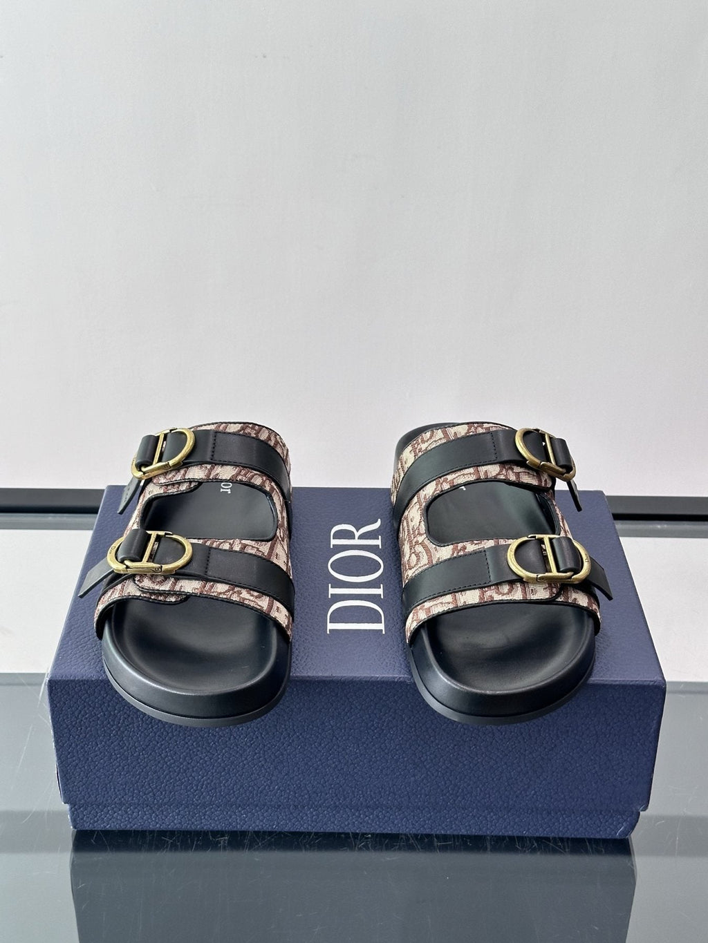 Dior Aqua Two-Strap Slide Sandals