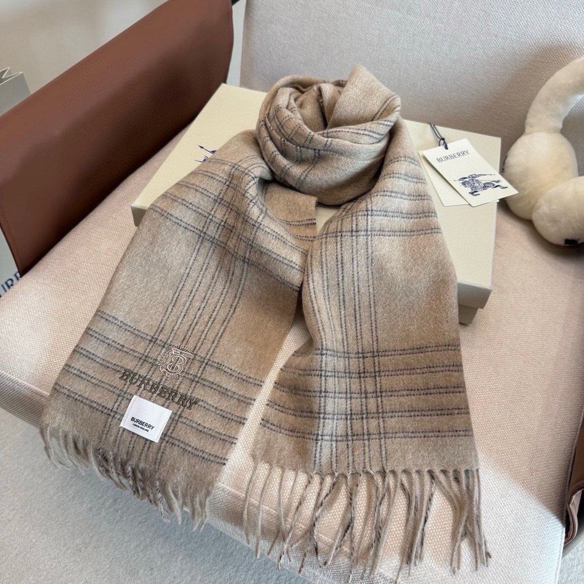 Burberry Plaid Fringe Scarf