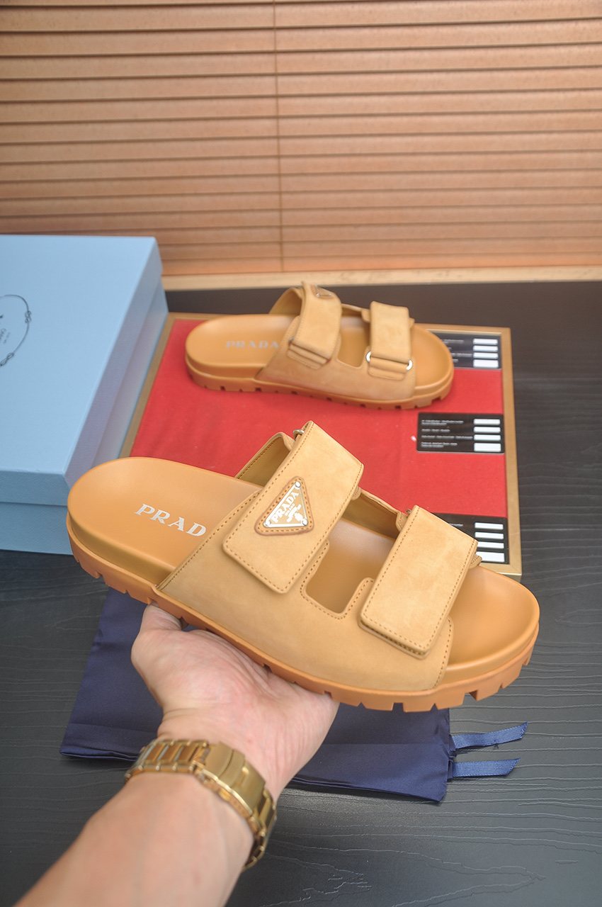 Prada Two-Strap Lug Sole Slide Sandals