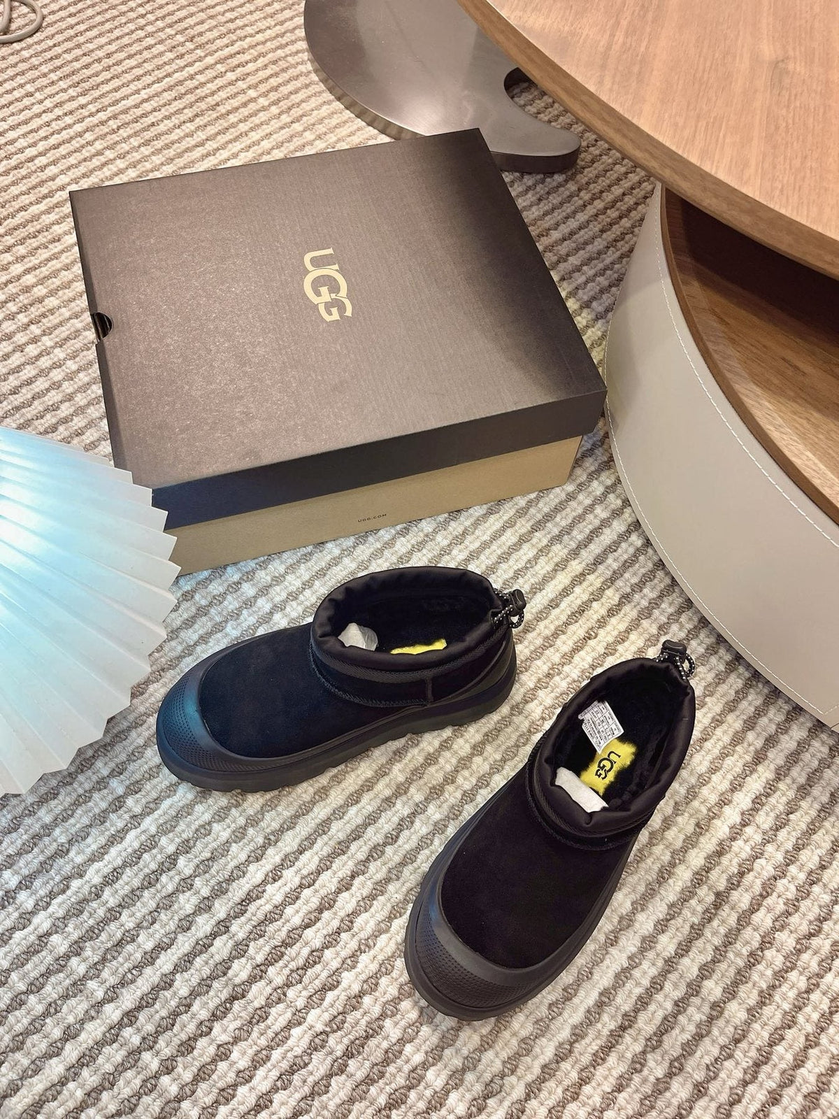 UGG Contrast-Toe Drawstring Ankle Boots
