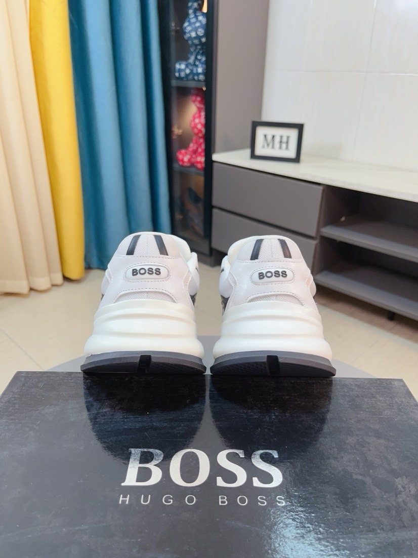 BOSS Men's Mesh Panel Athletic Sneakers