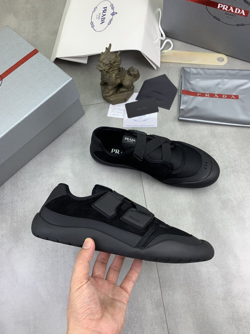 Prada Cross-Strap Low-Top Sneakers