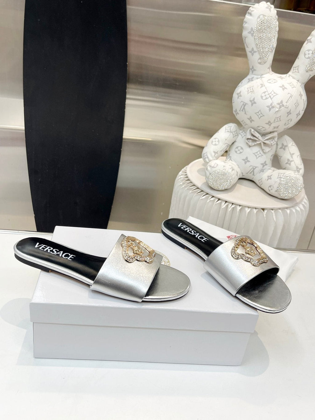 Versace Emblem Slide Sandals