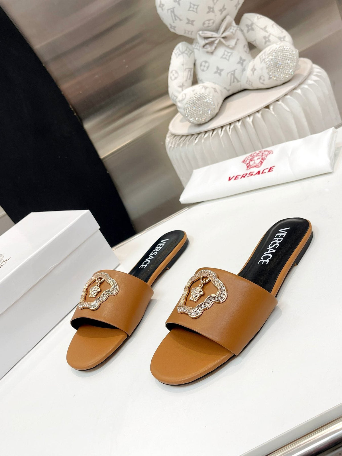 Versace Emblem Slide Sandals