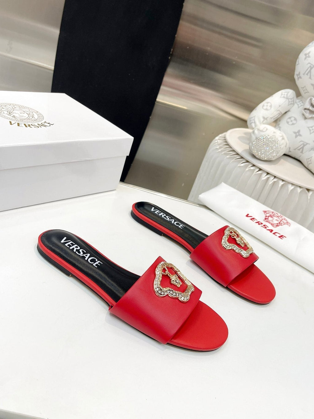 Versace Emblem Slide Sandals