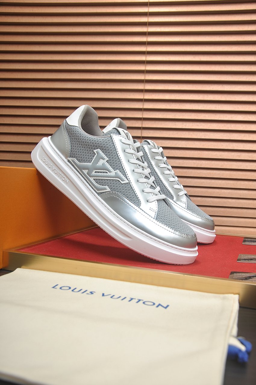 Louis Vuitton Men's Metallic Panel Low-Top Sneakers
