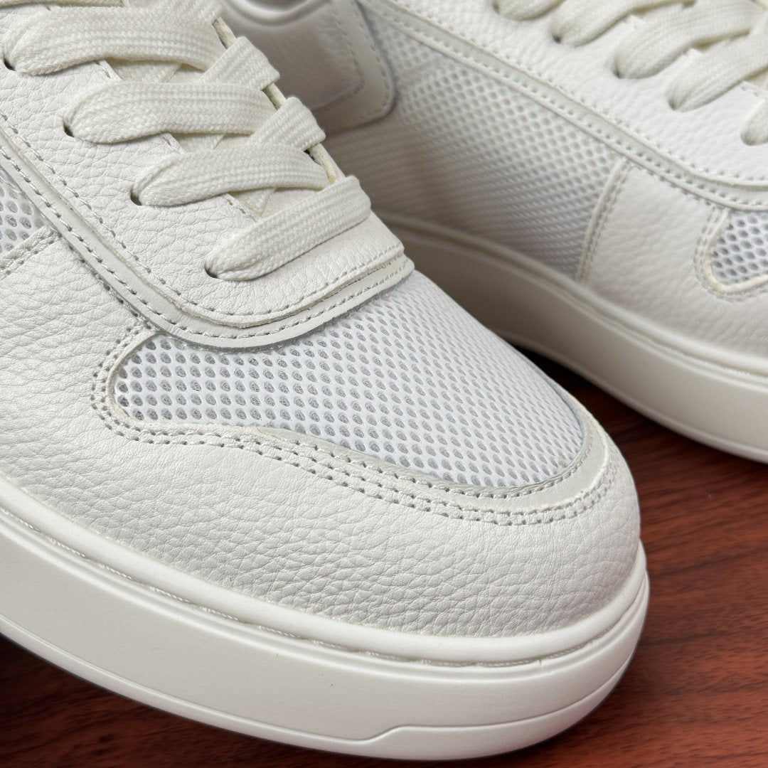 Loro Piana Men's Textured Leather Mesh Low-Top Sneakers