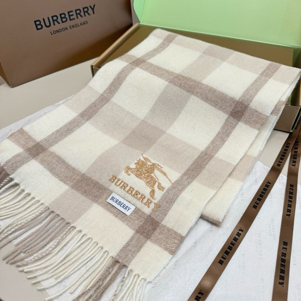 Burberry Pink Plaid Fringed Scarf