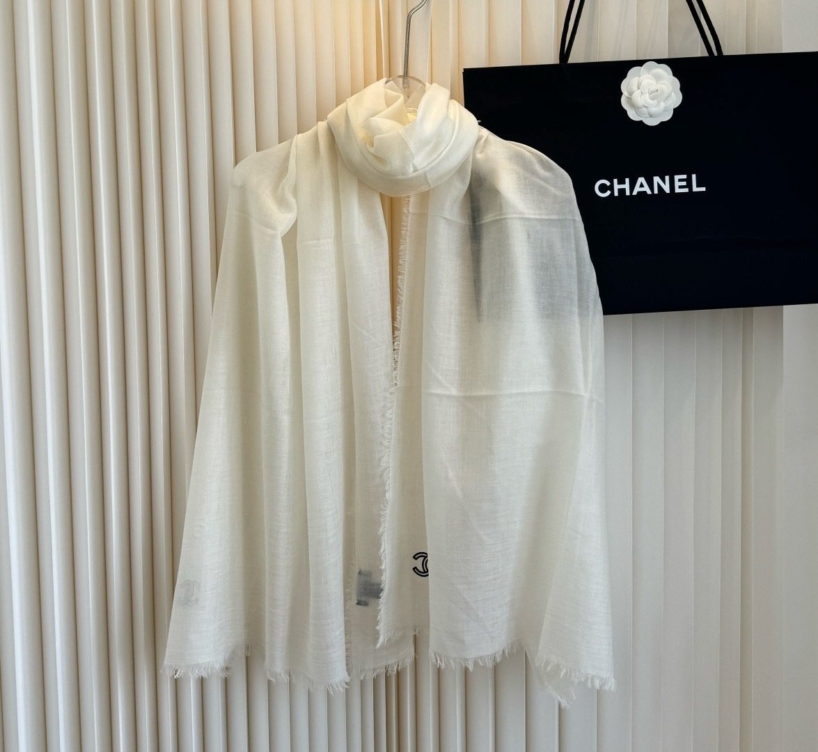 Chanel Fringe-Trim Cashmere Scarf