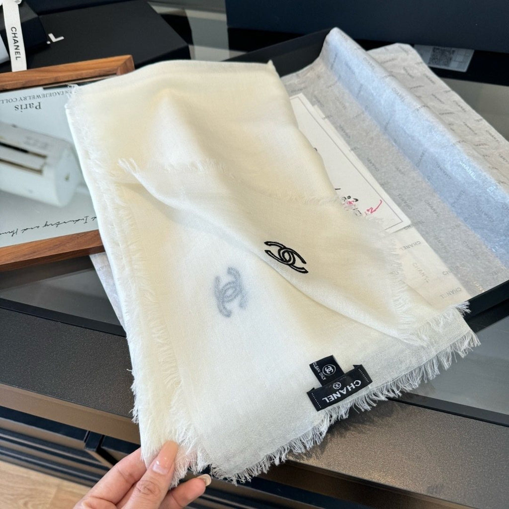 Chanel Fringe-Trim Cashmere Scarf