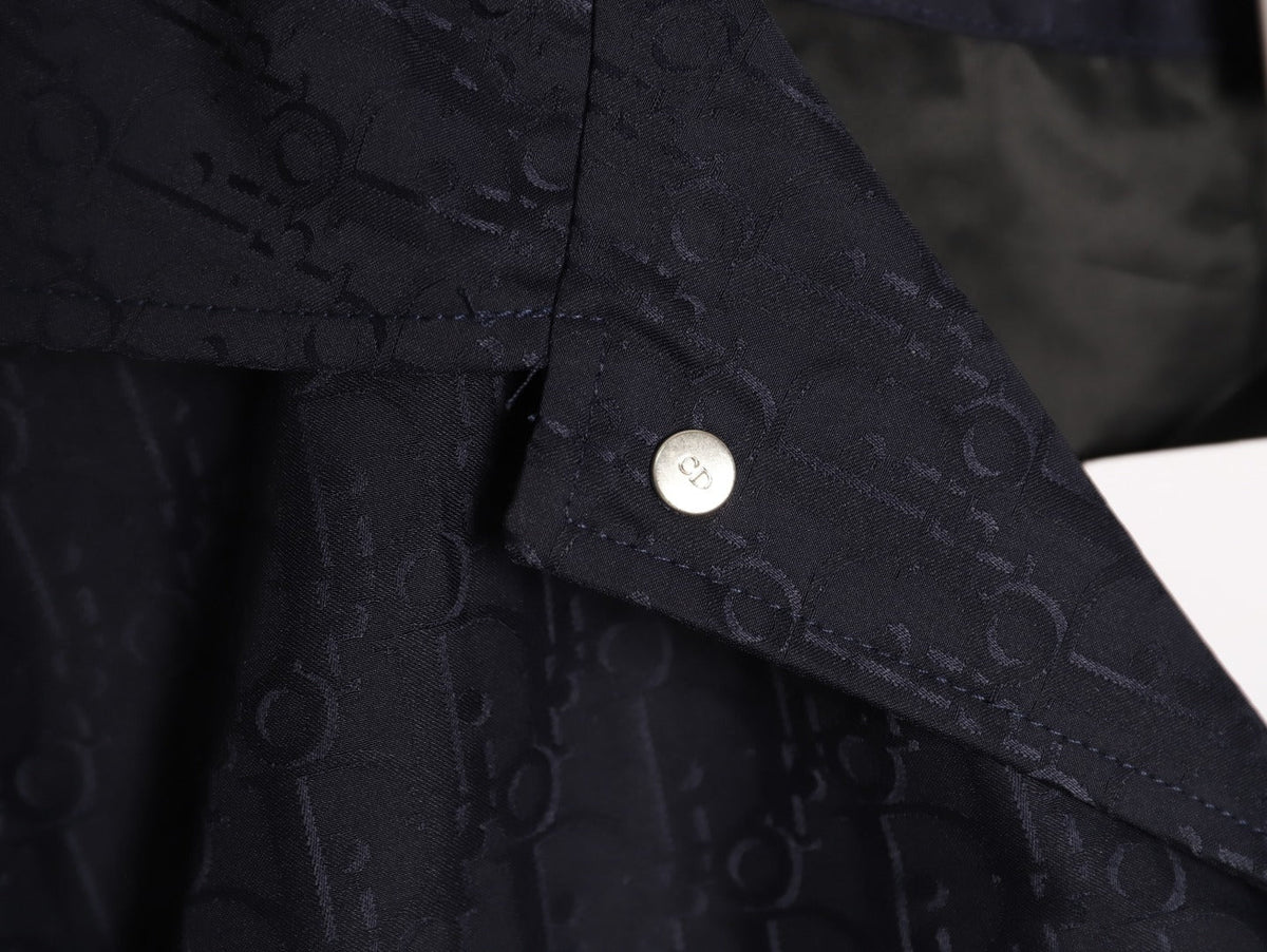 Dior CD Oblique Pattern Button-Front Jacket - Navy