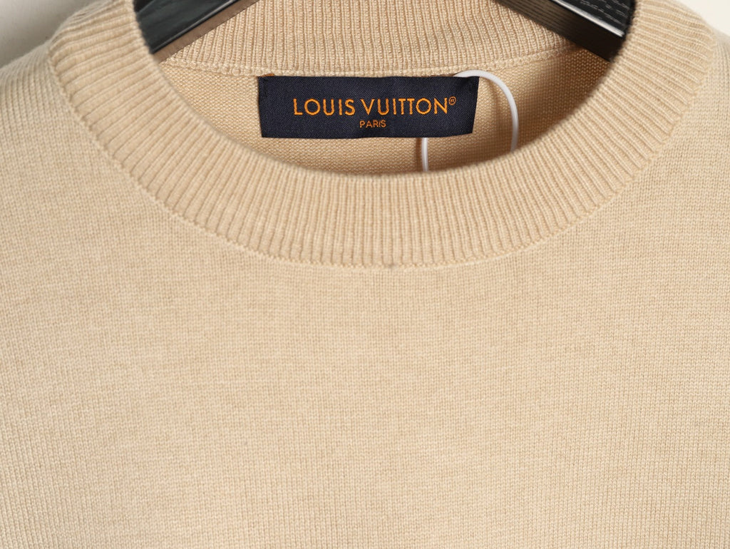 Louis Vuitton Label-Detail Crewneck Knit Sweater - Beige
