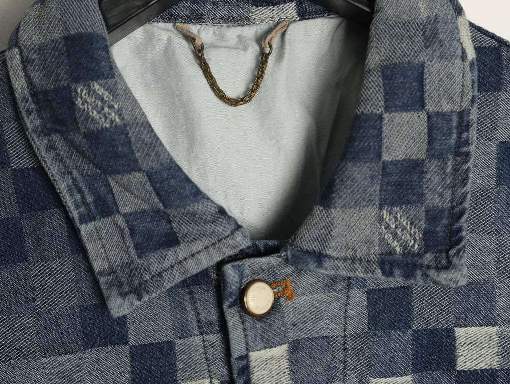 Louis Vuitton Mosaic-Style Denim Jacket - Gray and Black